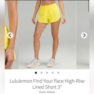 Lululemon Athletica Women's Sonic Yellow High-Rise Shorts